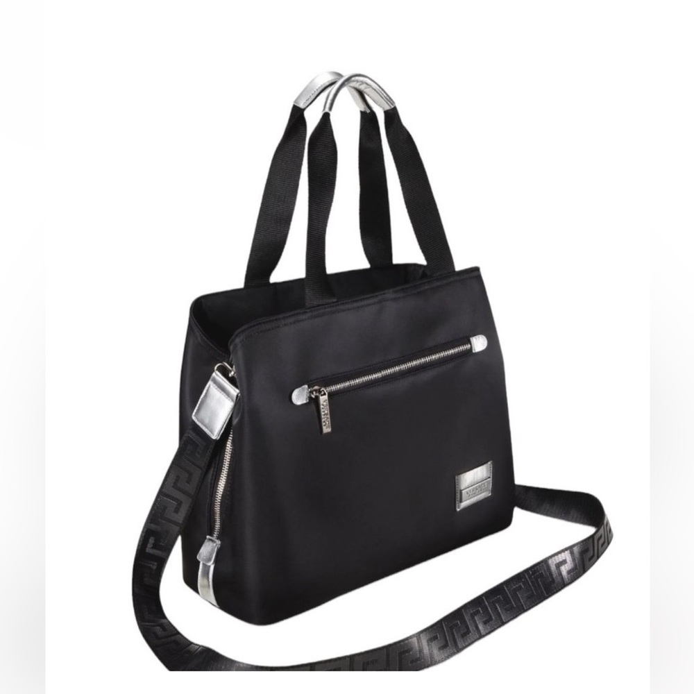 Versace Tote Bag Holdall Weekender Black Metallic Purse Large Handbag Rare NEW
